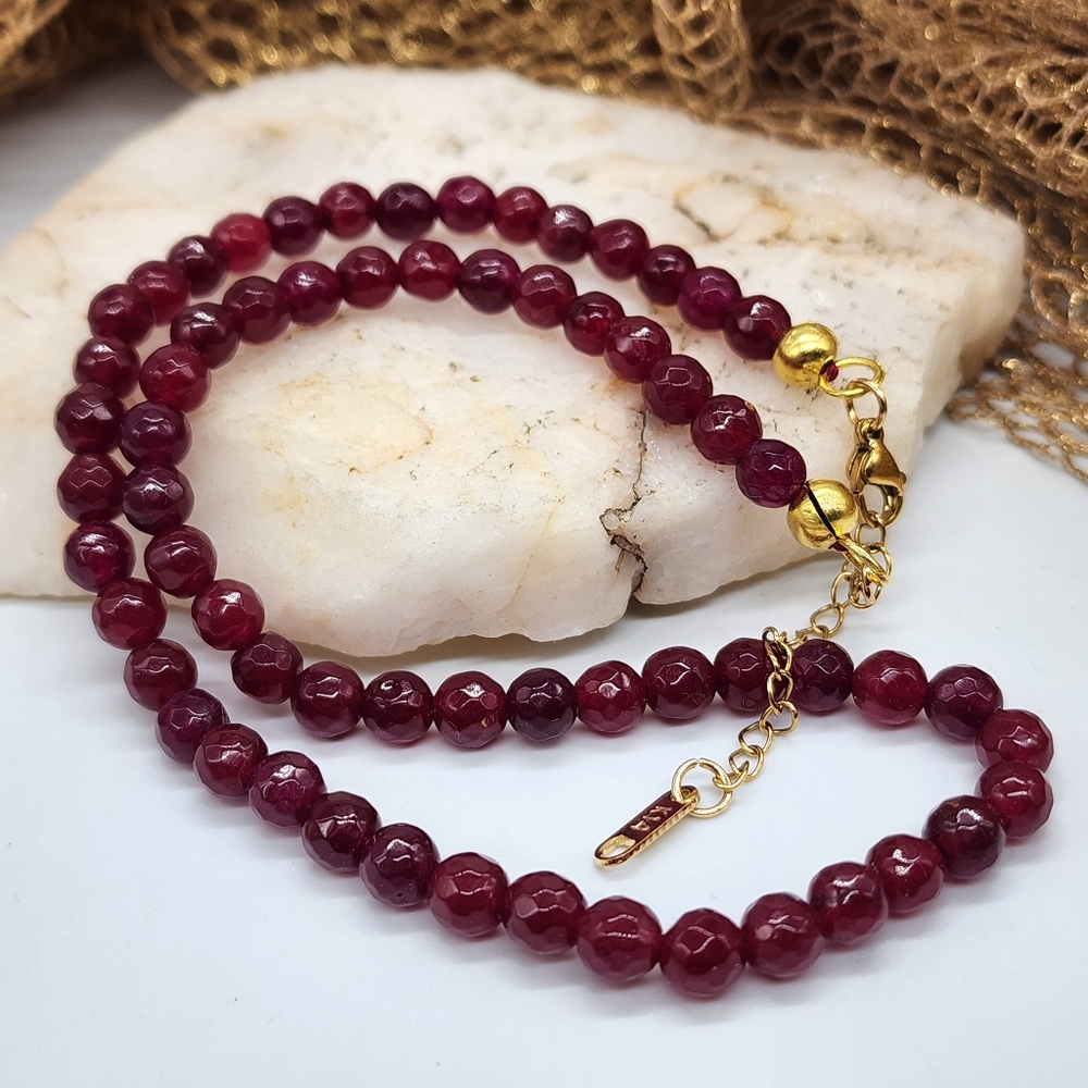 Natural Grant Stones 14K Yellow Gold plated Chain Genuine Stones Vintage